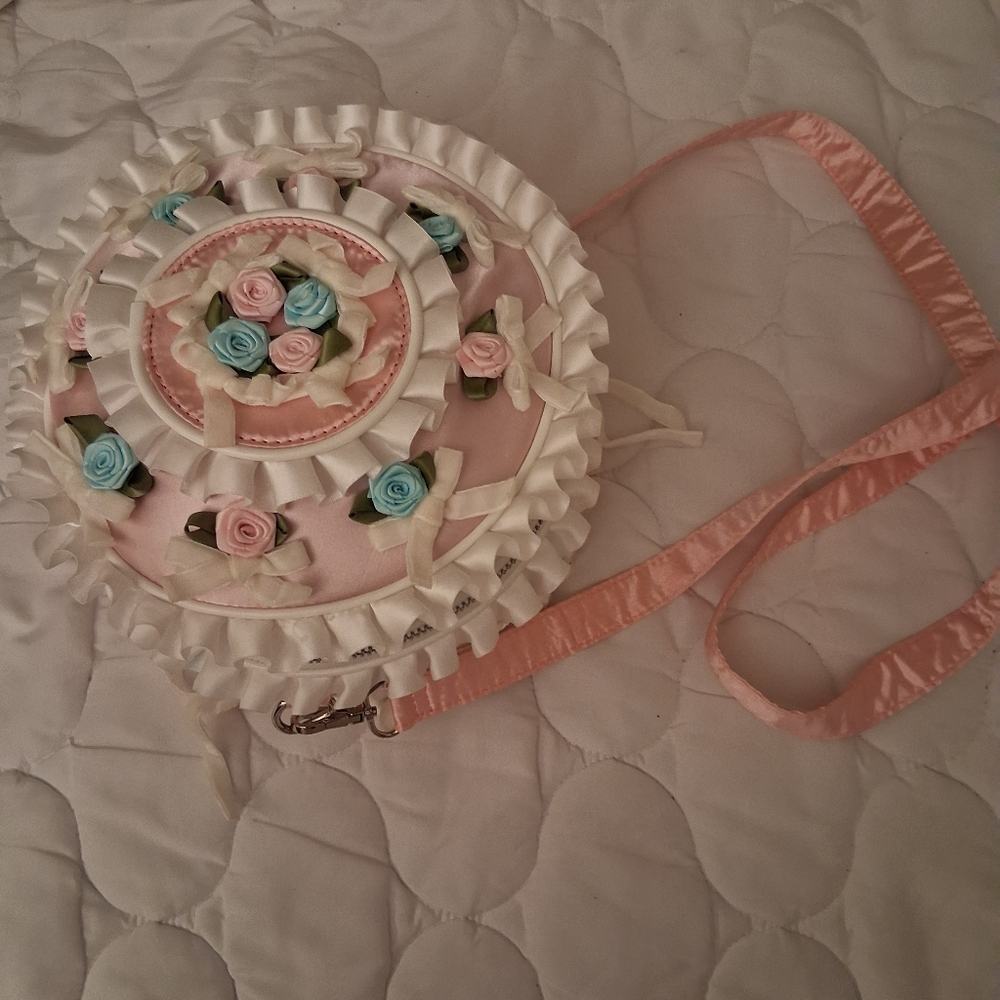 Dolls Kill Pink and White Floral Crossbody Bag